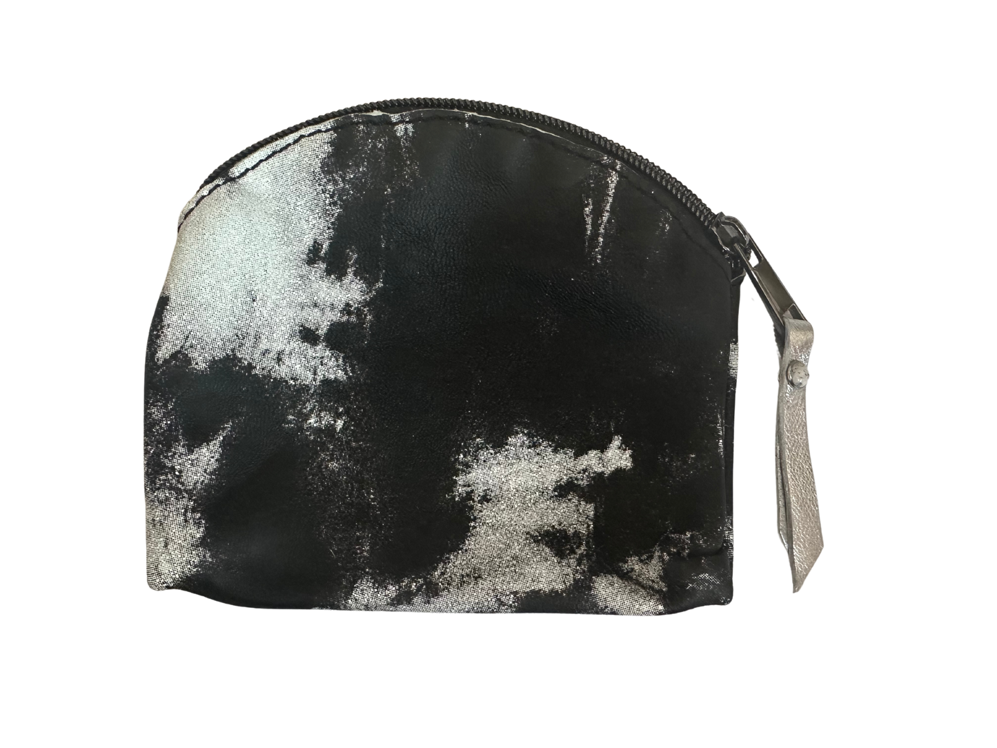 Silver Smoke Tie Dyed Leather Cosmetic Bag