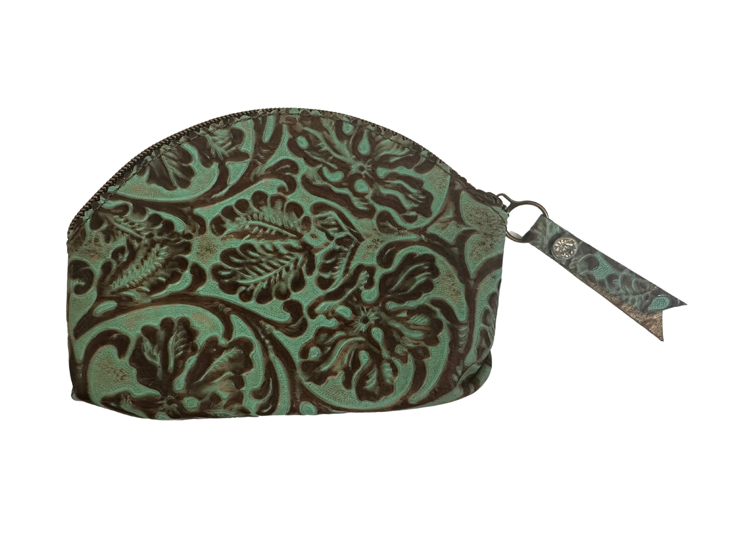 Western Turquoise Leather Cosmetic Bag