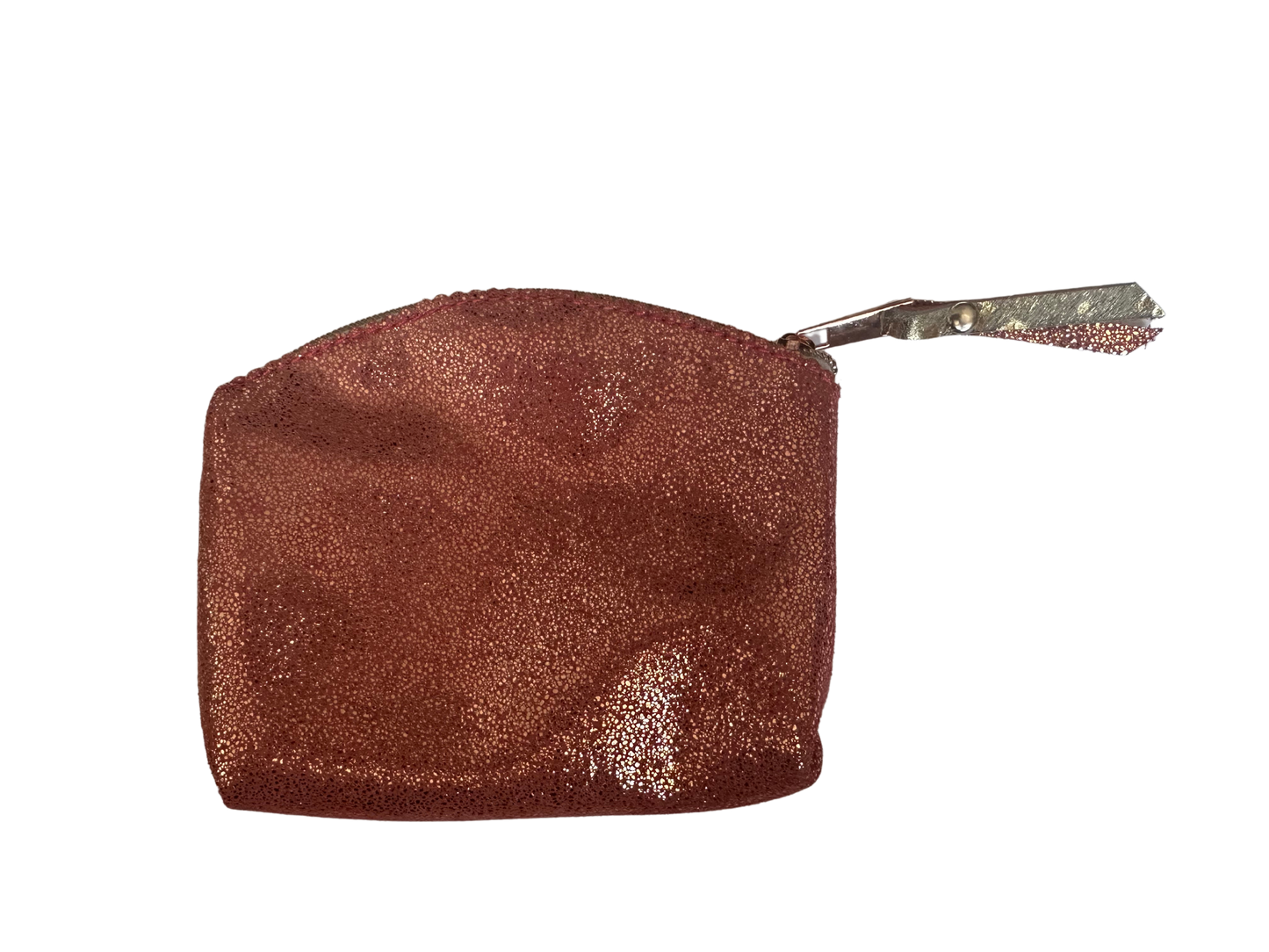 Coral Boho Leather Cosmetic Bag