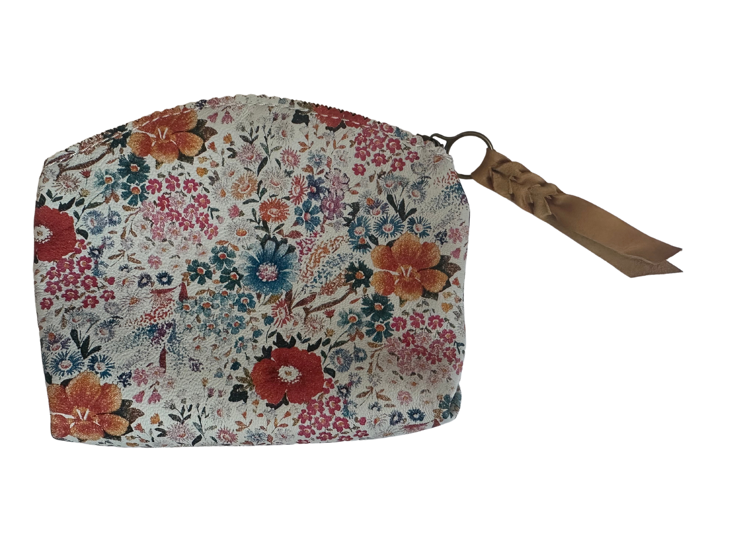 Vintage Floral Leather Cosmetic Bag