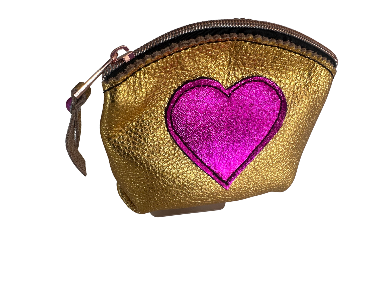 Golden Love Leather Cosmetic Bag