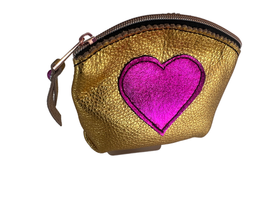 Golden Love Leather Cosmetic Bag