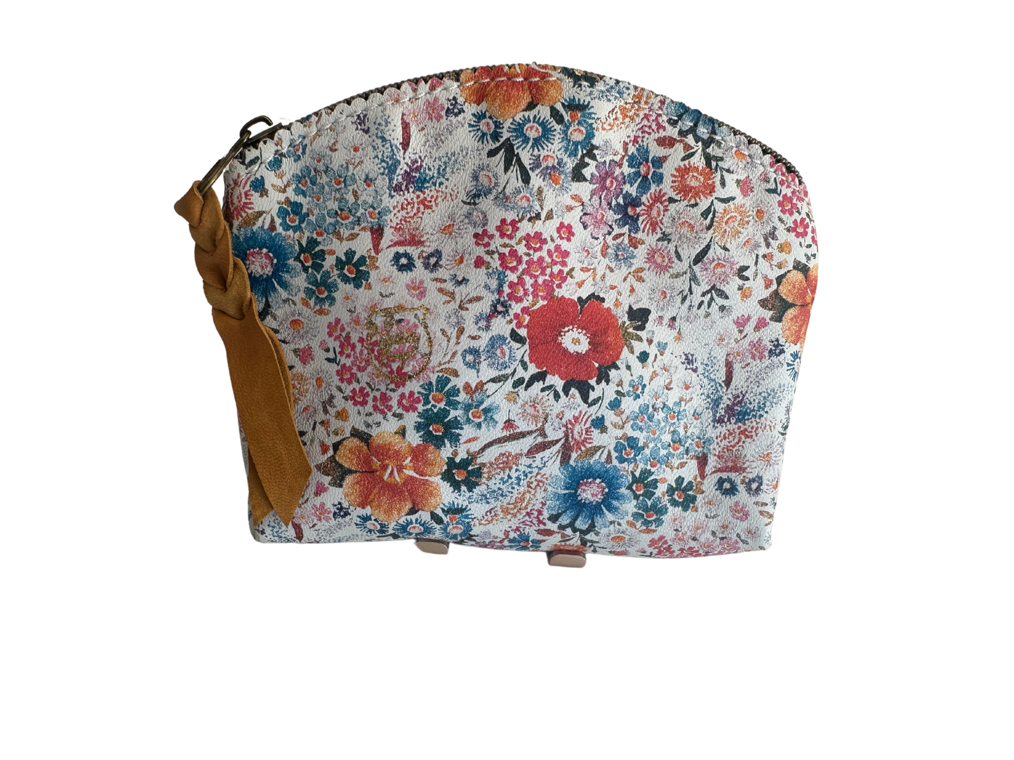 Vintage Floral Leather Cosmetic Bag