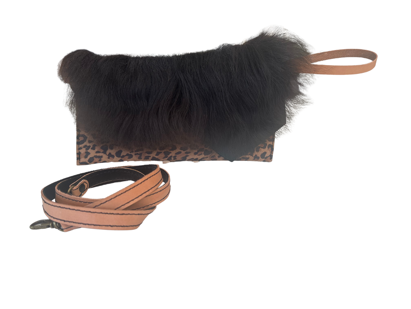 Leopard Luxe Fur-Trimmed Wristlet
