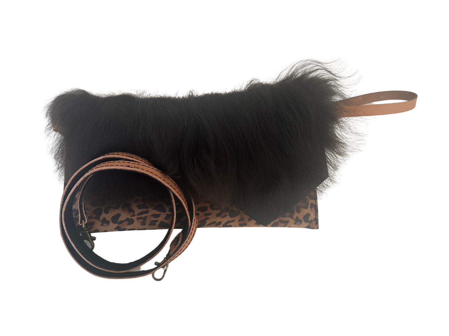 Leopard Luxe Fur-Trimmed Wristlet