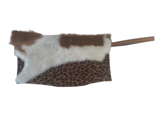 Cowhide & Leopard Wristlet