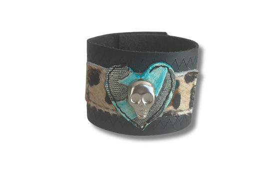 Leather and Skull Cuff – Wild Edge Statement Bracelet