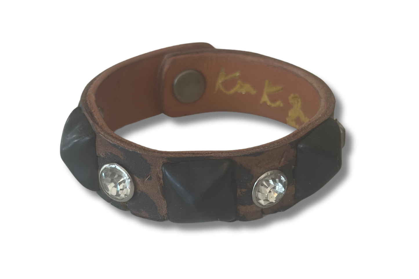 Leopard Cuff with Crystals and Black Rivets