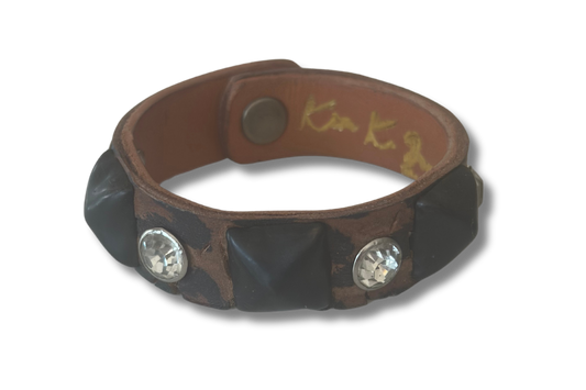 Leopard Cuff with Crystals and Black Rivets