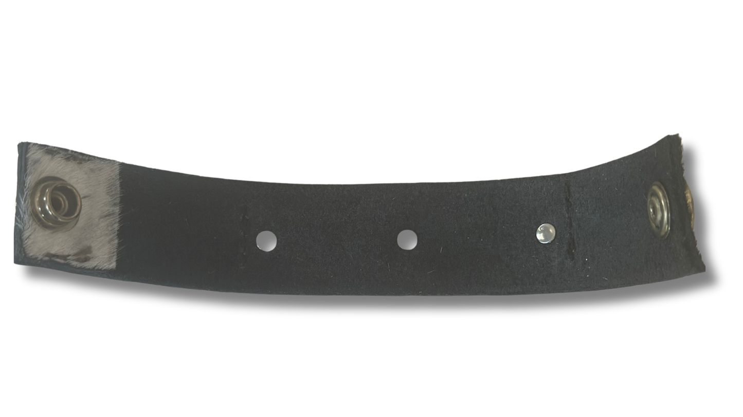 Hair-on-Hide Leather Cuff with Crystal Rivet Accents